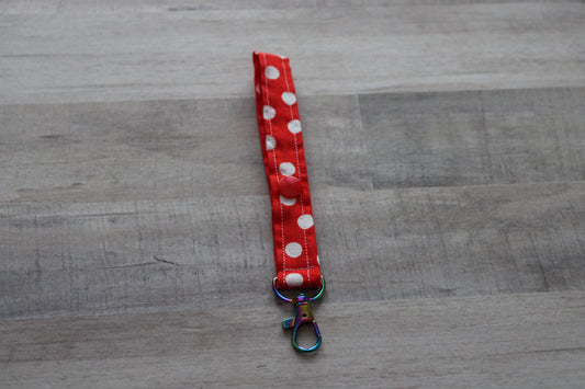 Red polka Dot Swivel Key Fob