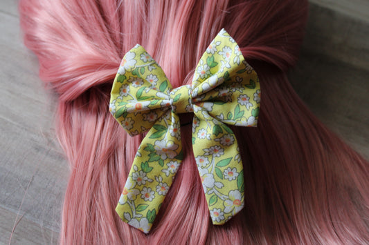 Yellow Coquette Floral Mini Bow