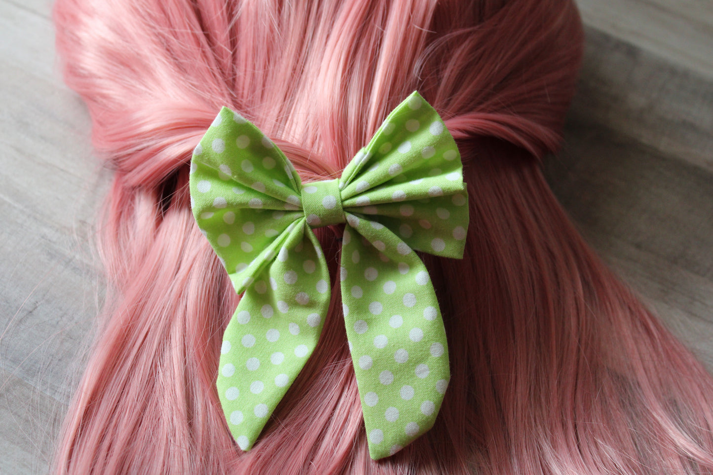 Green Coquette Mini Polka Dot Bow